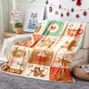 1 pezzo Coperta Extra Larga Morbida in Flanella Design Patchwork con Pan di Zenzero, Case, Cuori, Fiocchi di Neve, Alberi Colori Pastello Rosso, Verde, Marrone, Beige Tutte le Taglie S