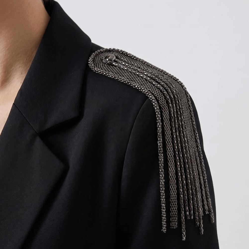 Metal Tassel Chain Epaulettes Zinc Zinc Alloy Tassel Epaulet DIY Clothes Decor Jacket Vintage Brooch  Cosplay