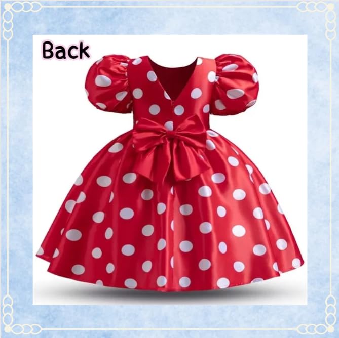 [Sai Sai] Cosplay Minnie Mouse pentru Fete [Doar Mâneci Puf] Anime Primăvară Vară Toamnă Iarnă Rochie cu Buline Haine Costum Copii