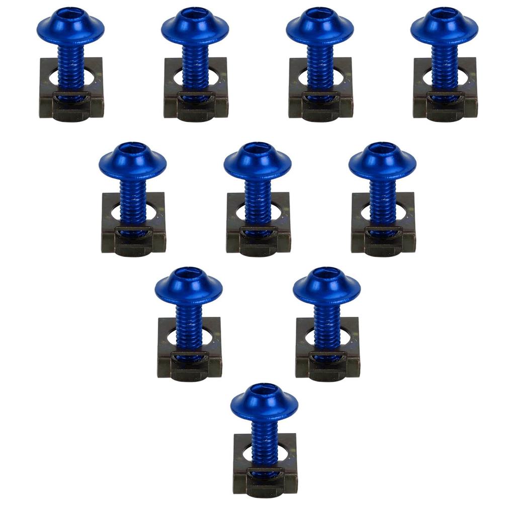 Bruce & Shark Motorcycle 10pcs M6x20mm Aluminum Screen Bolt Fairing Screen Screw Bolt Clip Kit (Blue)