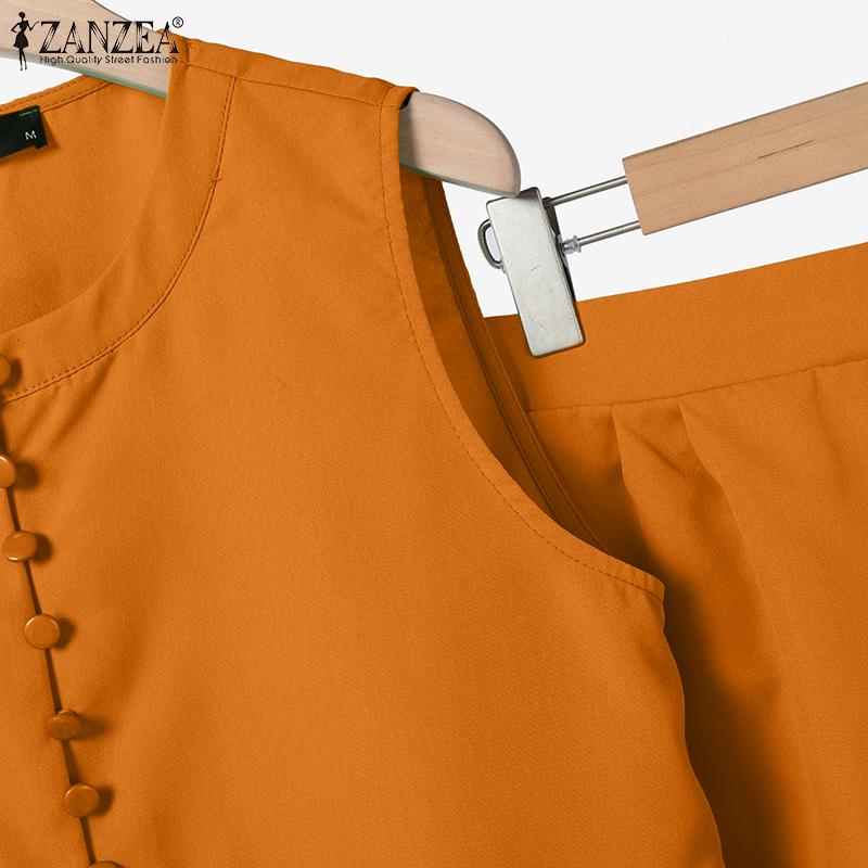 ZANZEA Womens Sleeveless Tank Tops and Shorts Summer Two Piece Suit Sets