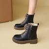 Women’s Winter Boots Casual Short Motorcycle Boots Street Style Black Warm Ankle Boots with Fur Plus Size