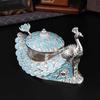 Peacock Sugar Jar Vintage Exquisite Embossed Metal Sugar Canister with Lid and Spoon for Home Hotel Coffee Shop