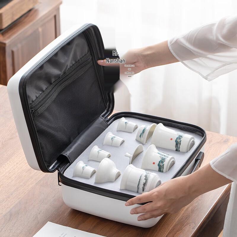 Nanshan Mr. Chinese Ceramic Travel Tea Set - Thousand Li Rivers and Mountains