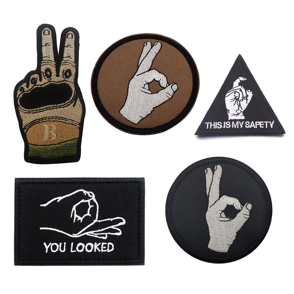 You Looked OK Victory Sign Patch Hook Loop Emblem Badge For Vest Backpack