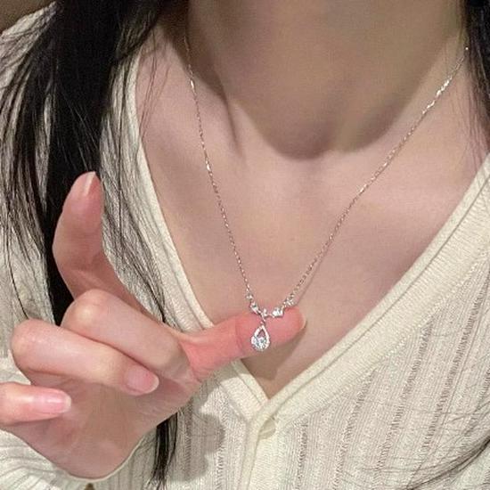 Mermaid's Tear S999 Sterling Silver Necklace for Women: Elegant Clavicle Chain, Perfect Birthday Gift for Her