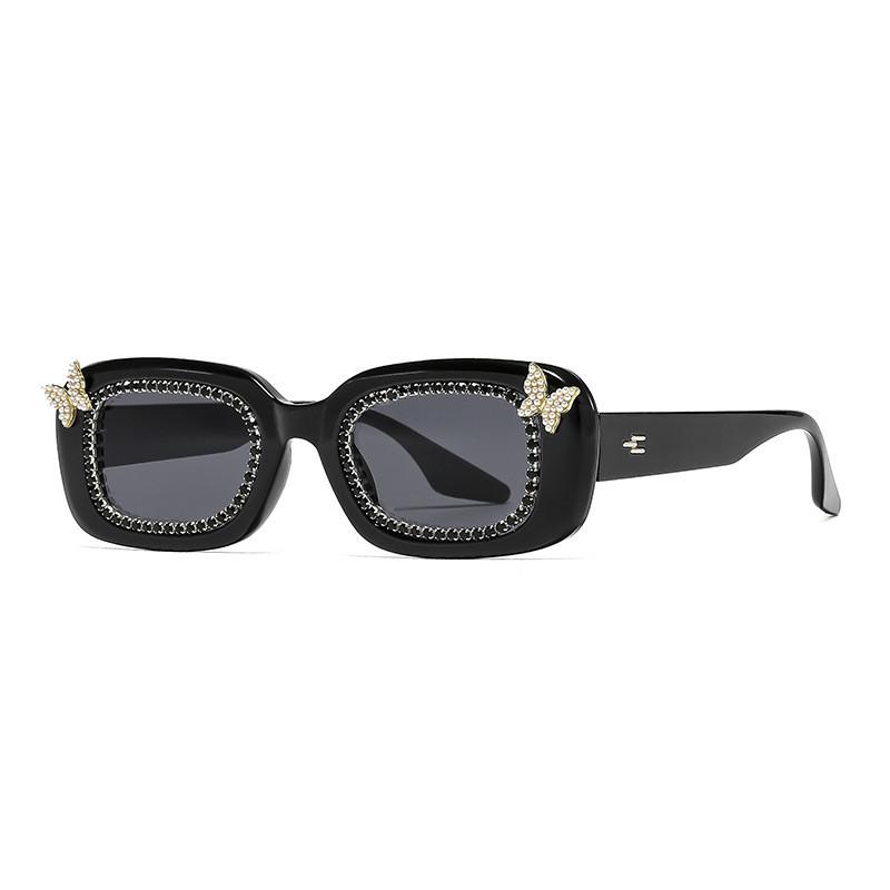 

Womens Glamorous Water Diamond Eyewear With Uv400 Protection Stylish Sun Protection Accessory Black Diamond Gray