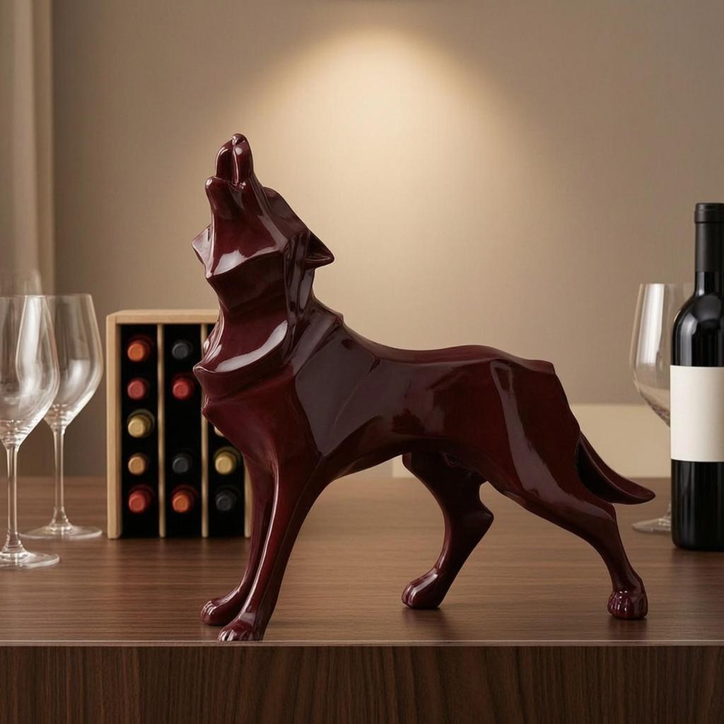 Glossy Resin Wolf Ornament Elegant Table Centerpiece Originality