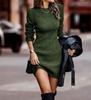 Women Loose Sweater Dress Autumn Turtleneck Long Sleeve Knitted Pullover Mini Dresses