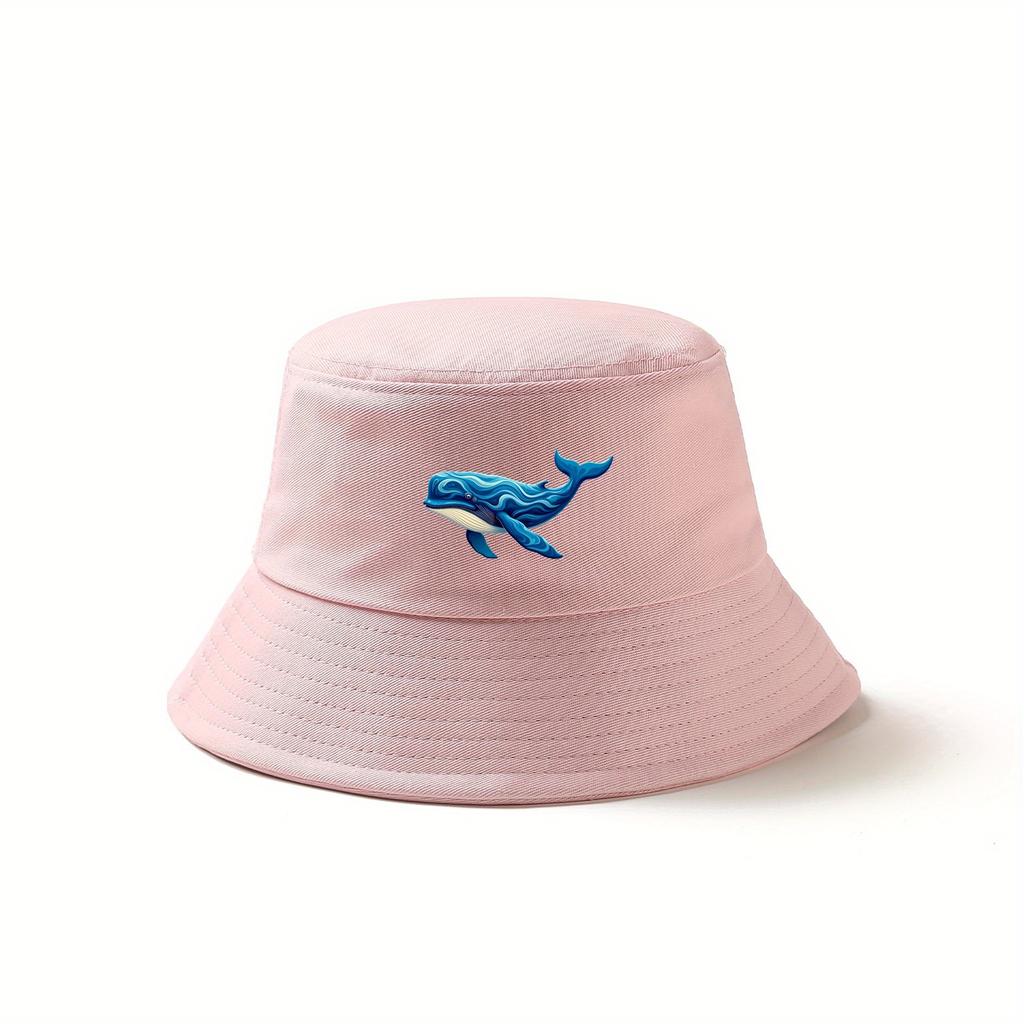 Blue Whale Printed Fisherman's Hat Fun Birthday Gift for Men and Women Sunscreen Outdoor Basin Hat