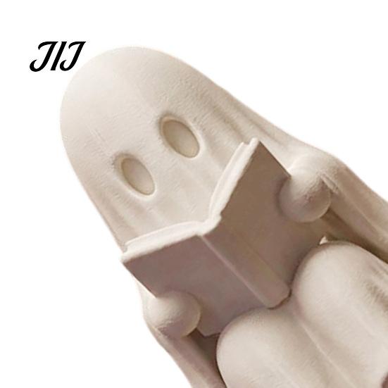 Cute Halloween Desk Decor Ghost Reading Book Decoration, 3D Printed Shelf Sitter Statue, Fun Photography Prop Spooky Sitting Figurine for Bookshelf,