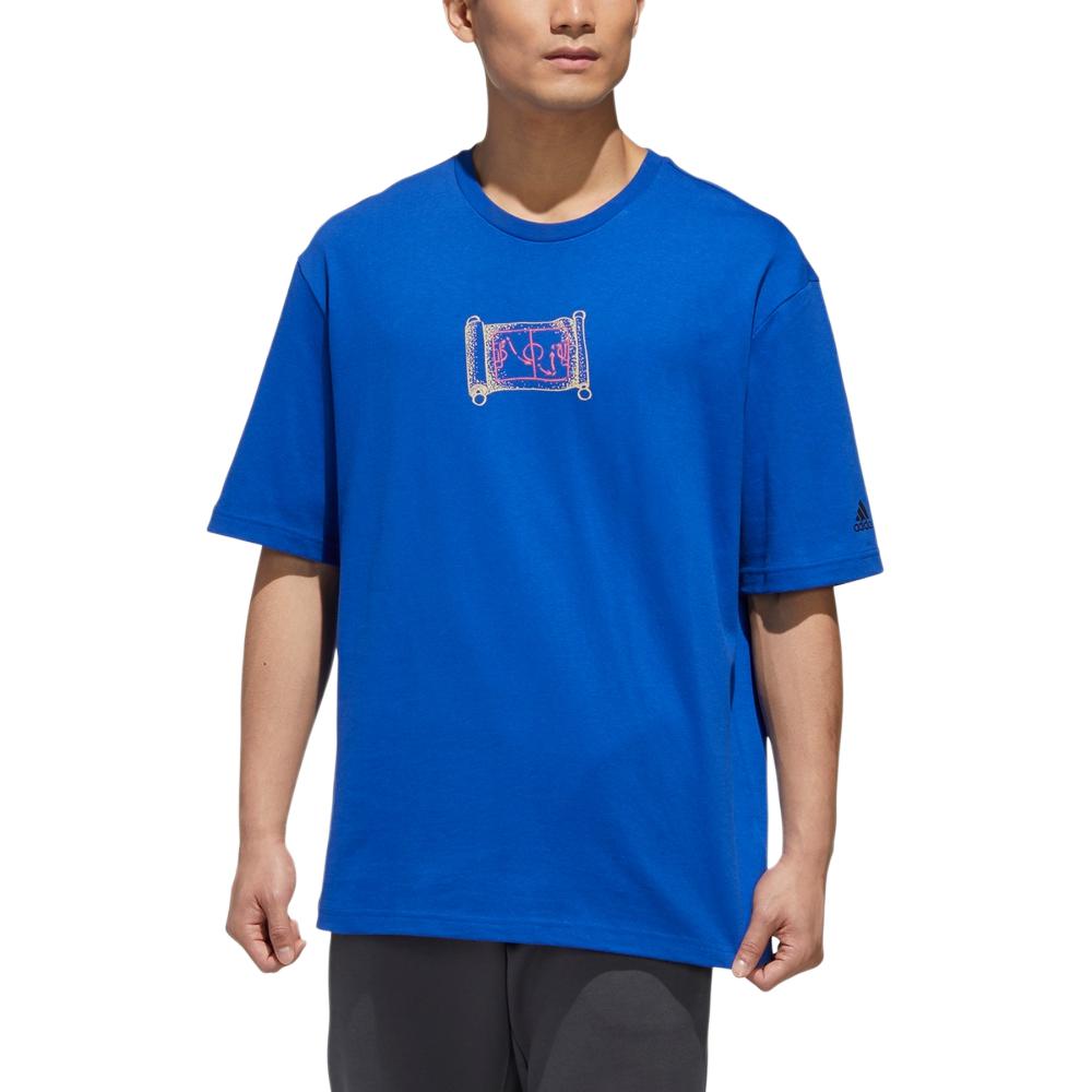 Adidas T Shirts Men's Blue Crew Neck Moderate Straight Fit GF4001