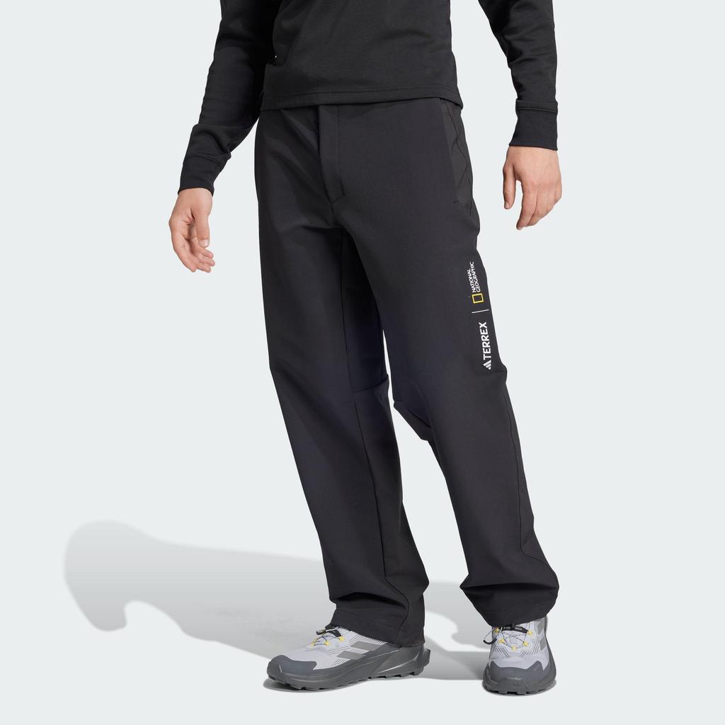 Adidas X National Geographic Collaboration FW24 National Geographic Softshell Outdoor Windproof Waterproof Casual Pants Men Pants Black IX7923