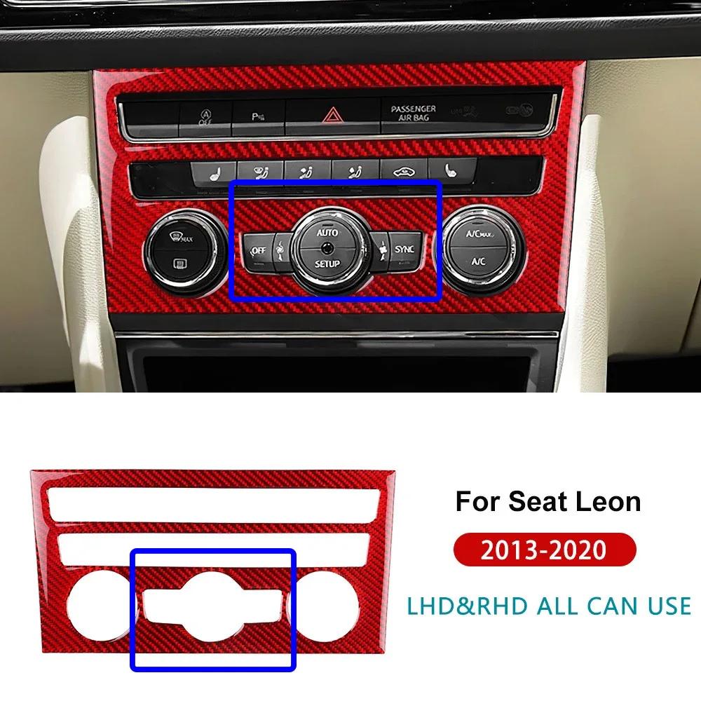 For Seat Leon MK3 2013 2014 2015 2016 2017 2018 2019 2020 Real Soft Carbon Fiber Sticker LHD RHD Car Central AC Button Panel