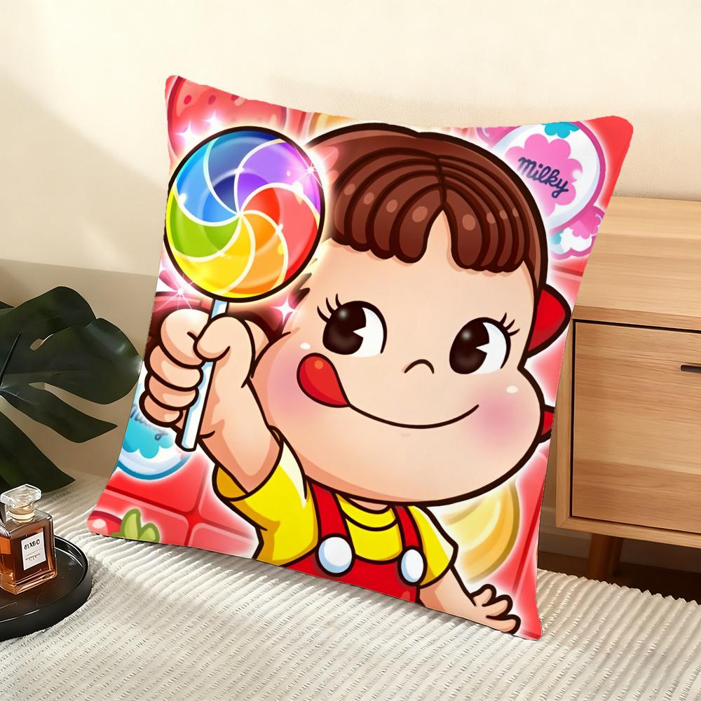 Fujiya M-Milky Peko Cushion Cover Soft Short Plush Pillow Cover Smooth Cozy Texture Aesthetic Cushion Case Home Decor
