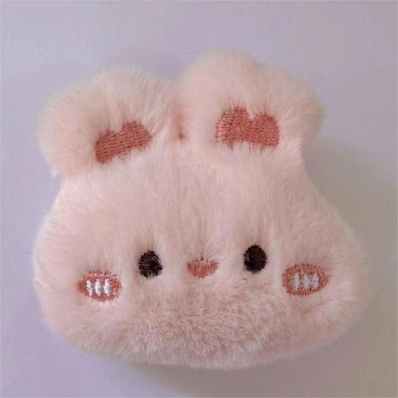 Adorable Plush Bear & Rabbit Brooch Keychain for Kids & Women - Cute Bag or Pin Accessory