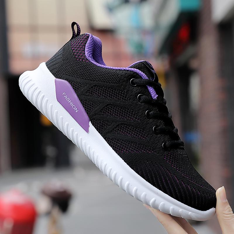 Новая модная женская обувь больших размеров, спортивная обувь, летающая тканая обувь, кроссовки, спортивные сандалии 35 чёрный/фиолетовый