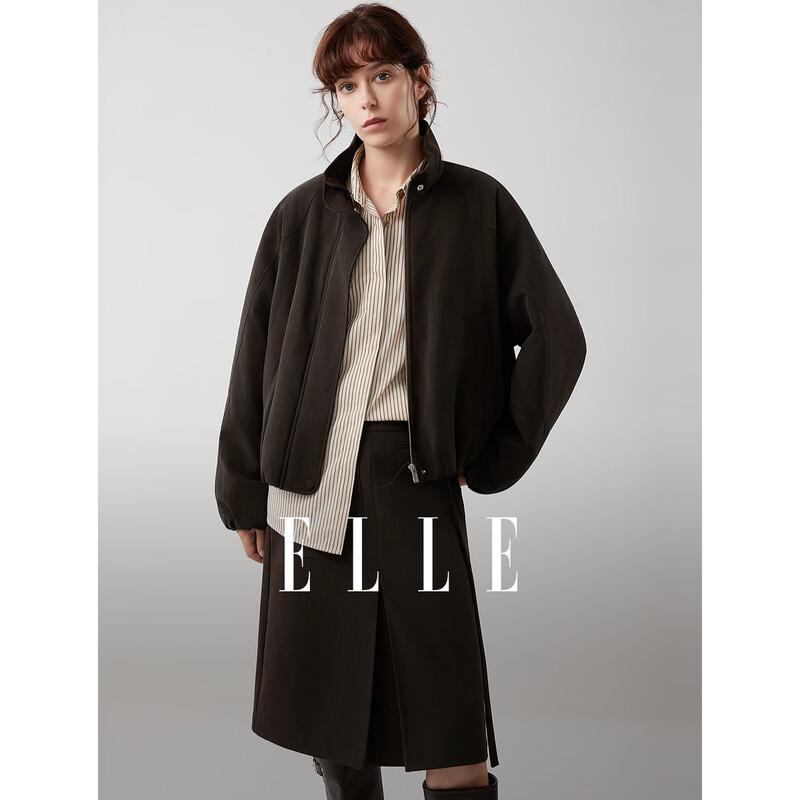 ELLE Women s French Style PU Leather Padded Short Jacket M