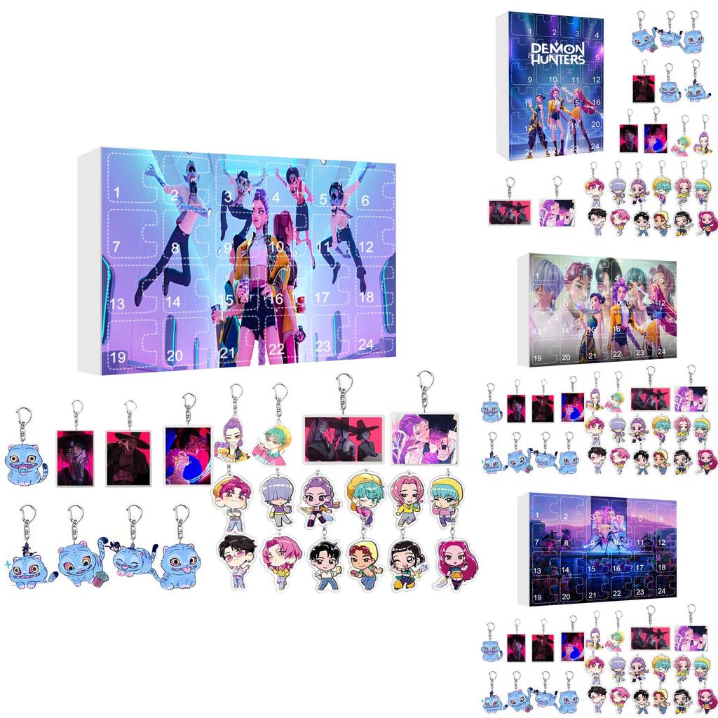 Kpop Demon Hunters Christmas Calendar Acrylic Keychain With Hanging Ornament For Fans And Collectors