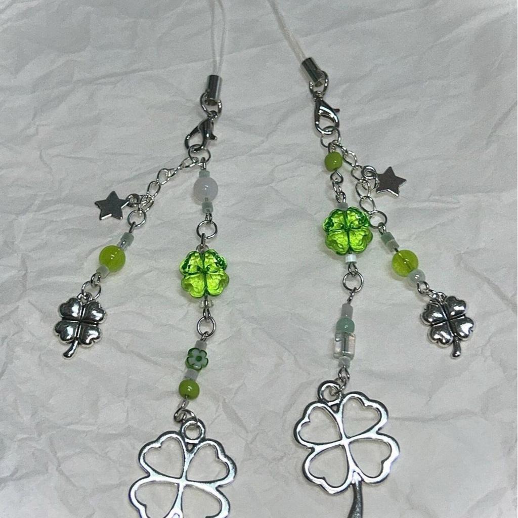 Handmade Phone Charm Keychain Beaded Keyring Bag Pendant Fashion Accessory Personalized Present Bring Luck and Happiness