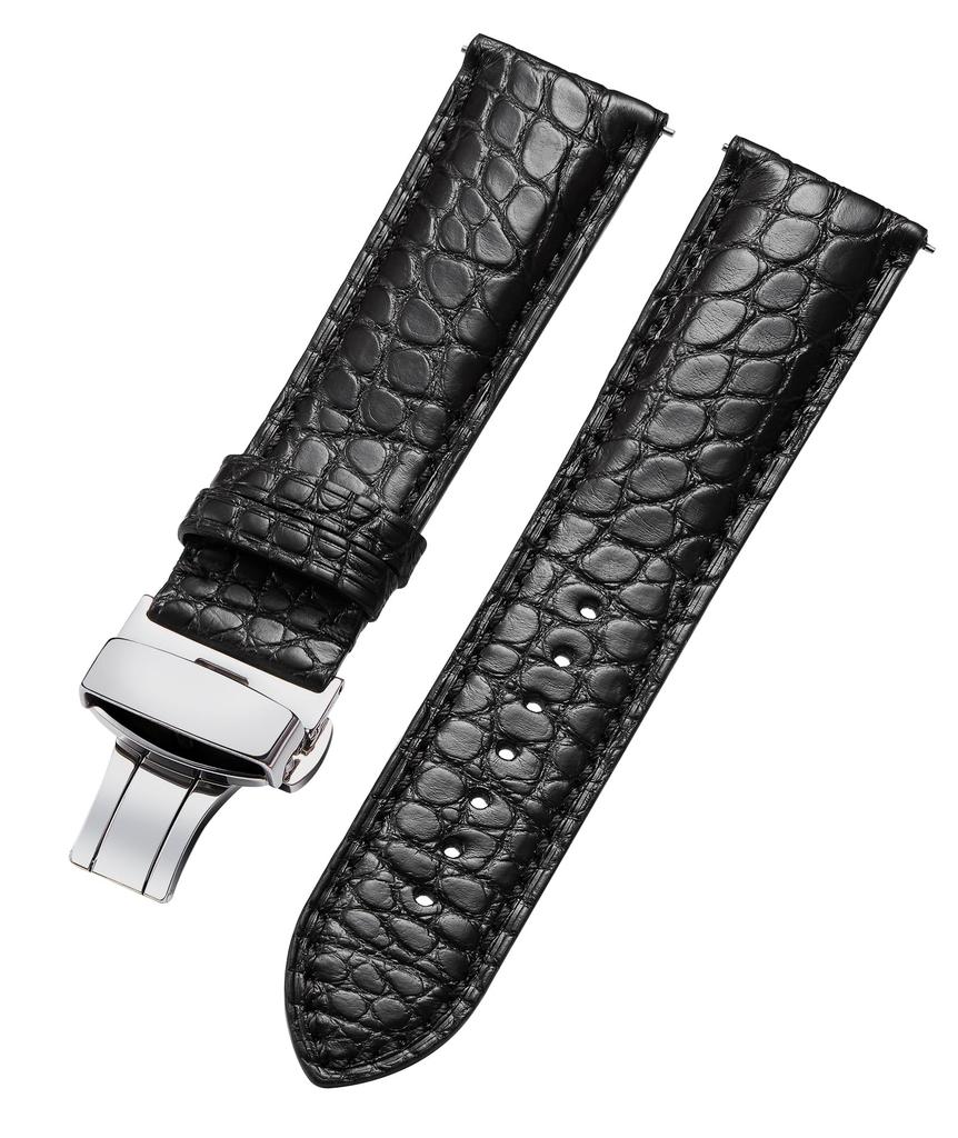 BINLUN Vintage Leather Watch Genuine Leather Replacement Crocodile Elegant Genuine Leather Watch Replacement Strap with Quick Release for Men and