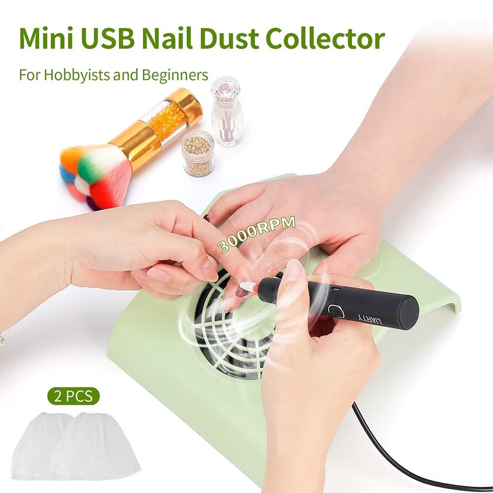 USB Nail Dust Collector Portable Mini Professional Nail Dust Extractor Nail Vacuum Cleaner Fan Dust Filter Nail Art Manicure