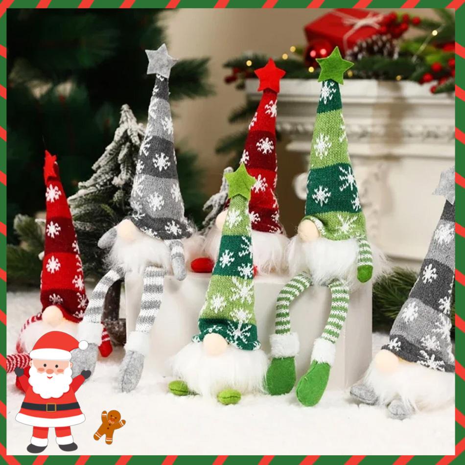 New Christmas Glowing Snowflake Knitted Doll with Battery - Gnome Decor, Atmosphere Lamp, Long-Lasting Power, Kids' Christmas