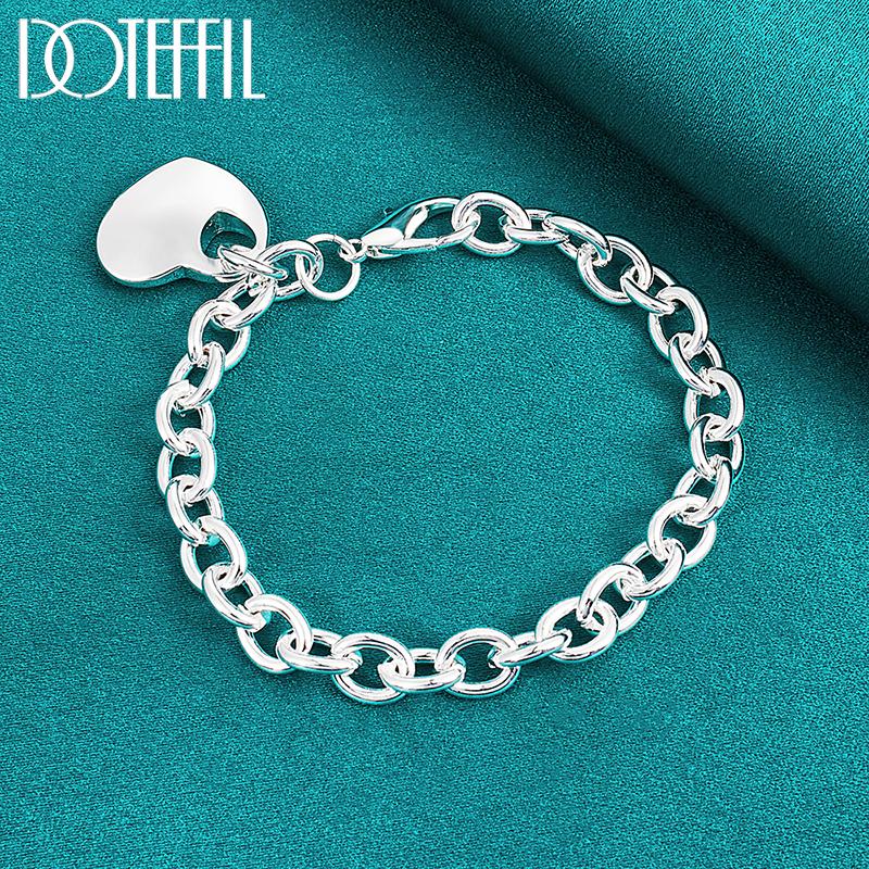 925 Sterling Silver Heart Bracelet Wedding Jewelry