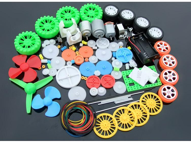 Luxury Science & Education Motor Gear Pack: 112-Piece Plastic Gear, Axle, Motor & Tire Model Accessories