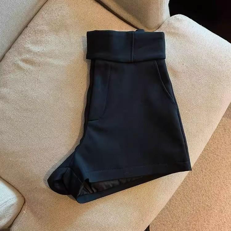Trendy White Women’s Suit Shorts High-waisted A-line Trousers – Versatile Slimming Straight-leg Casual Wide-leg Trousers for Summer