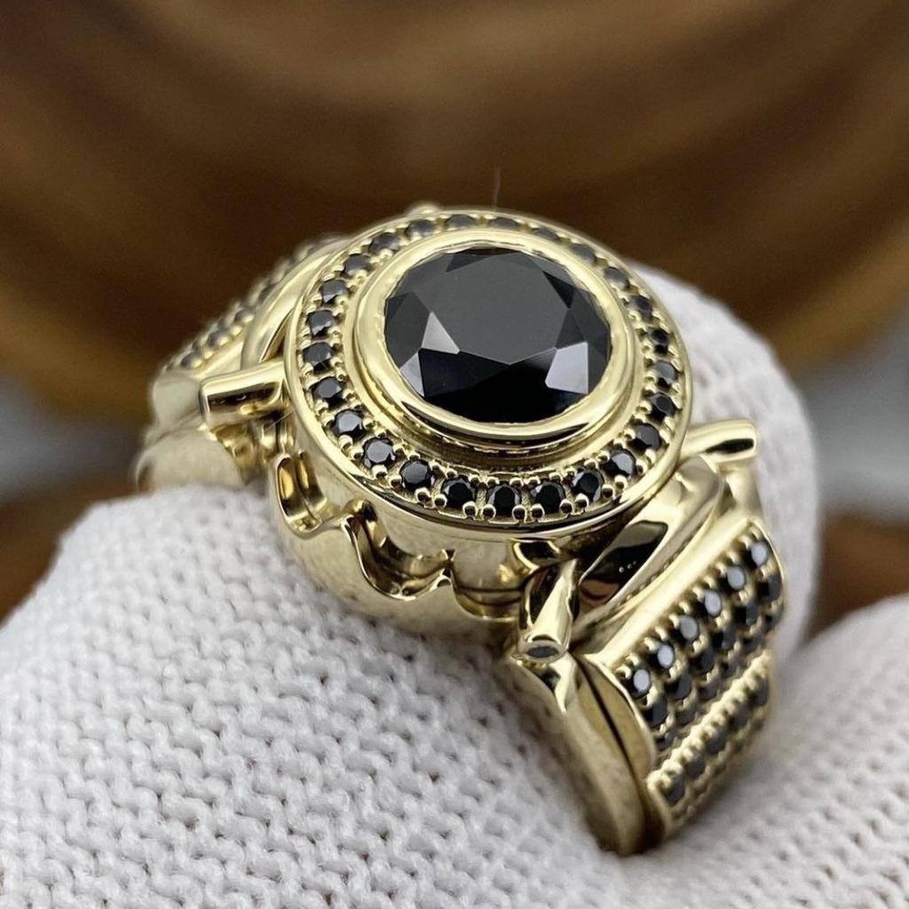 Three Heroes European & American Luxury Men's White Zircon Engagement Wedding Ring