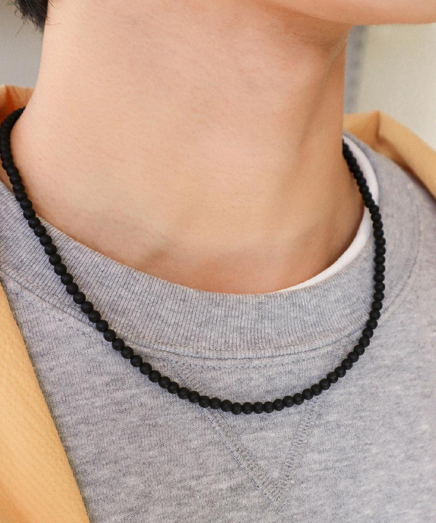 Bicycletrophy Bt Gemstone Necklace 02 (4Mm Matte Onyx)
