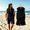 Men's Casual Linen Summer Set: Hooded Sleeveless Vest & Short-Sleeve T-Shirt