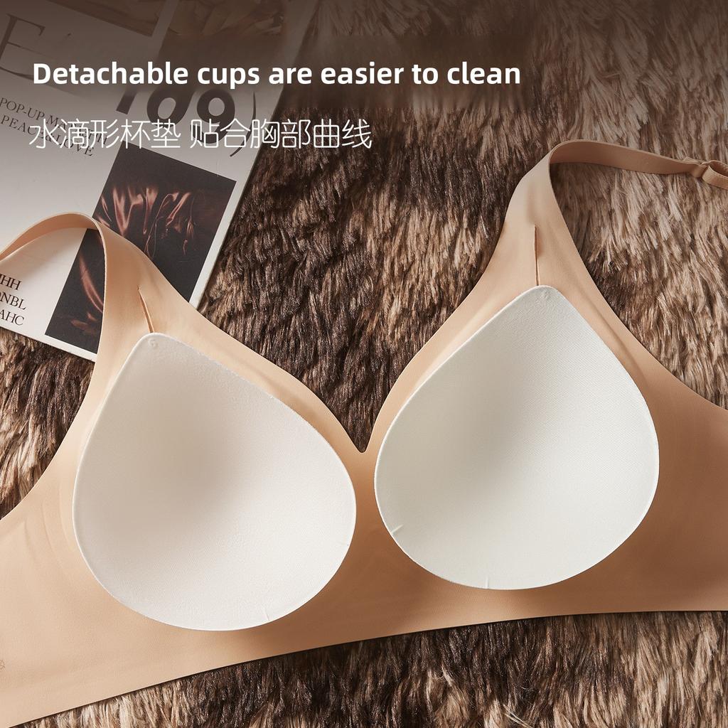 Seamless Back Smoothing Jelly Gel Strap Bra, Wireless Soft Support Lifting Side Gathering Push Up Bra