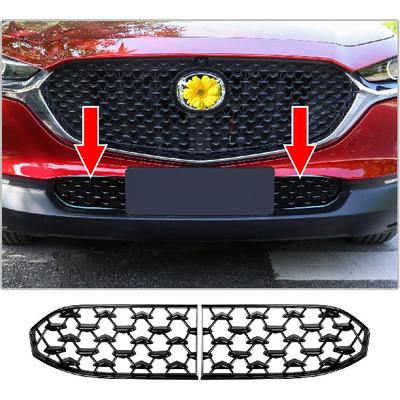 CDEFG CX-30 Front Grill Mesh Erts Trims Front Grille Guard For -2024 2025 Mazda CX-30 Car Exterior Accessories ABS Material(2PCS) (320MM For CX30