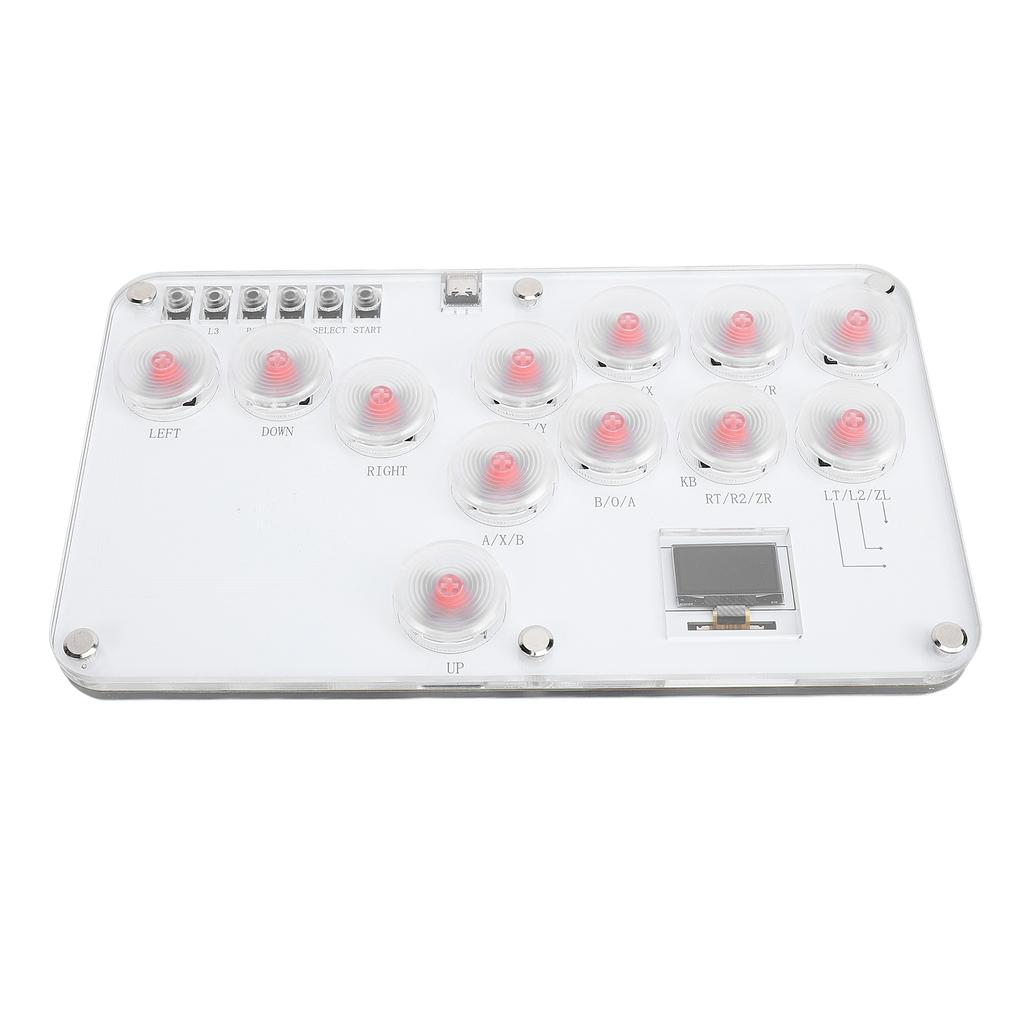 Leverless Game Controller Acrylic 12 Keys DIY Leverless Fighting Controller with Custom RGB and