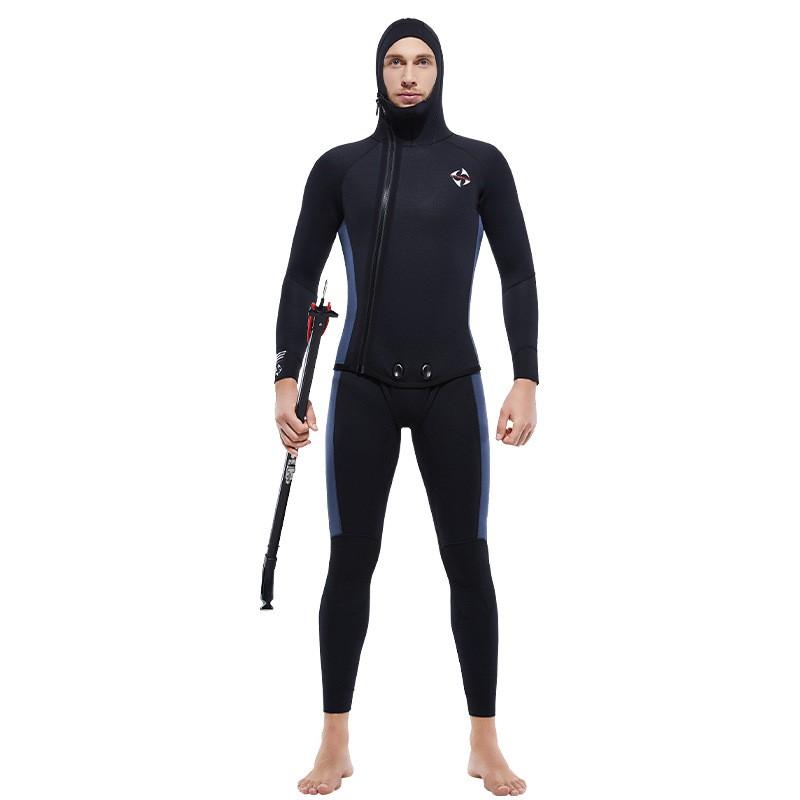 5MM Diving Suit Split Hooded Velvet Cold-proof One-piece Vest Snorkeling Surfing Set S чёрный