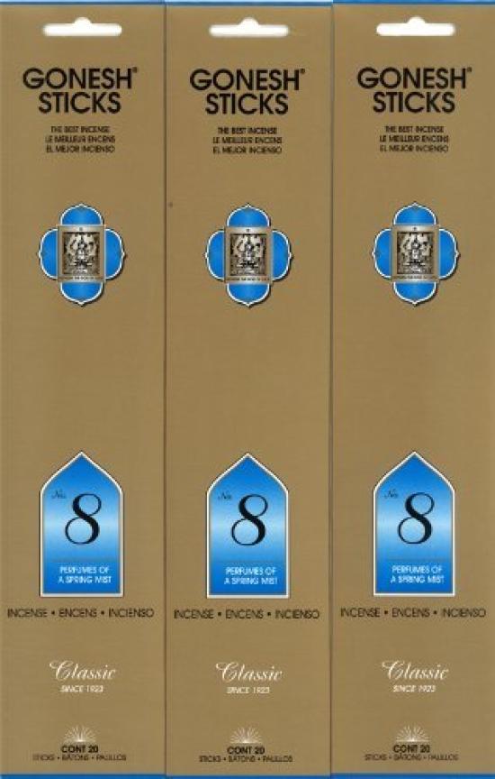 

GONESH Incense Sticks 20 Sticks x 3 Packs No.8 (60 Sticks)