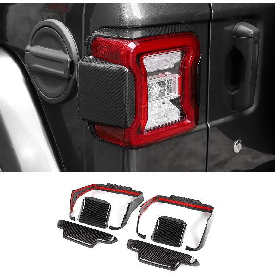 

RT-TCZ Tail Light Lamp Cover Guard Trim Frame Bezels Decoration Accessories for 2018-2023 Jeep Wrangler JL JLU (Carbon Fiber Grain) Carbon Fiber