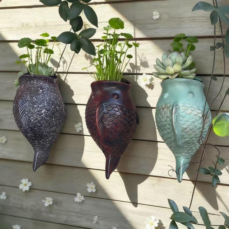 Creative Fish Shape Planter Wall Mounted Easy Cleaning Miniature Model Plant Desktop For Busy Individuals Decoration