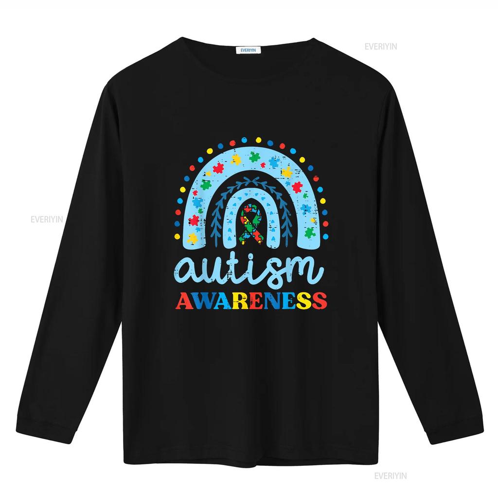 Autism Awareness Blue Rainbow Ribbon Asd Boys Kids T Shirt vintage Washed fashion Versatile Unisex Breathable homme Stretched