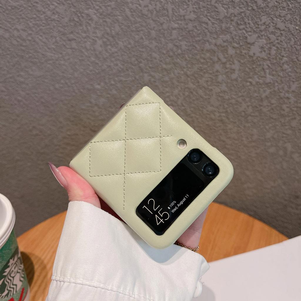 Luxury Leather Cover For Samsung Galaxy Z Flip 3 4 5 Flip5 Flip4 Flip3 5G Rhombus Lattice Card Slot Holder Bag Wallet Phone Case