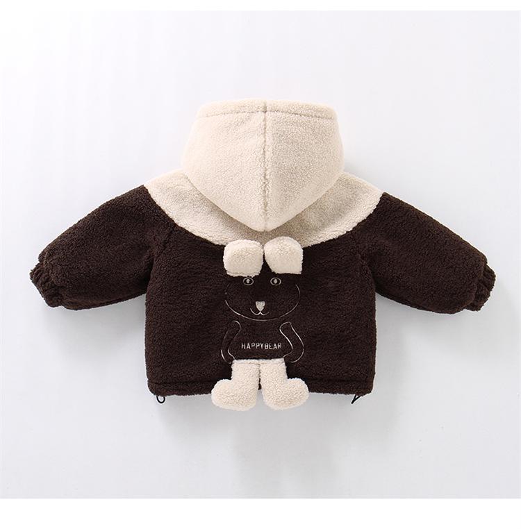 Boys' Cartoon Fleece Sweater with Velvet, Winter Three-Layer Quilted Jacket