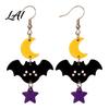 Playful Holiday Accessory Set 1 Pair 2D Acrylic Halloween Dangle Drop Earrings for Women Fun Party Favors Spooky Ghost Cat Pumpkin Earrings Costume