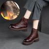 Fashion GKTINOO 6cm Ankle Plush Boots Genuine Leather Booties Woman Winter Warm Moccasins Ethnic Comfy Platform Wedge Autumn Spring Shoe