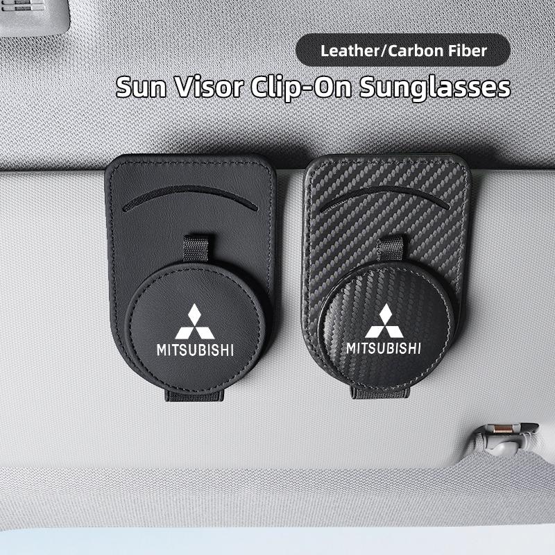 Leather Car Glasses Clip Sunglasses Box Sun Visor Eyeglasses Card Holder For Mitsubishi Eclipse Lancer Outlander ASX Colt I200