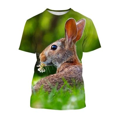Summer Casual Trends Animal Crew Neck Clothing Fashion Cute Rabbit 3D Printed T-shirt for Men and Women Short Sleeve Big Top T-s