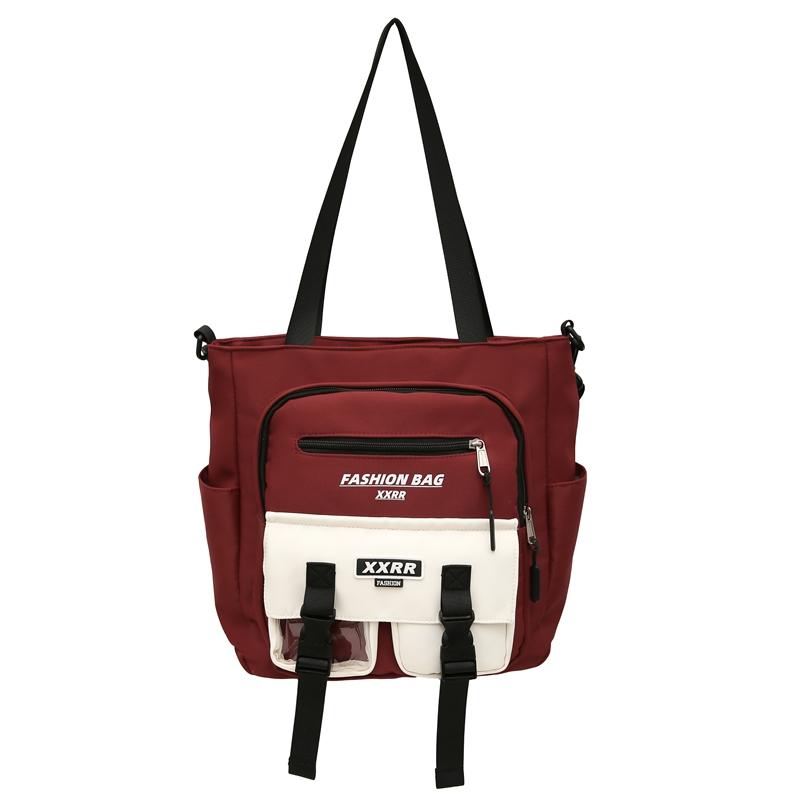 Women's Handbag Color Block Men's Messenger Bag Large Capacity Student Class Shoulder Bag