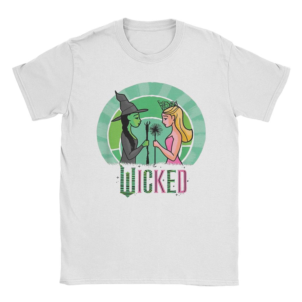 Wicked Glinda & Elphaba Sketched T Shirts Men 100% Cotton Cool T-Shirt Round Collar Movie Tee Short Sleeve Clothing Plus Size