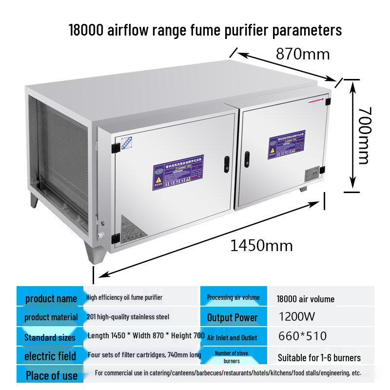 Commercial Eco-friendly Stainless Steel Smokeless Barbecue Kitchen Fume Purifier